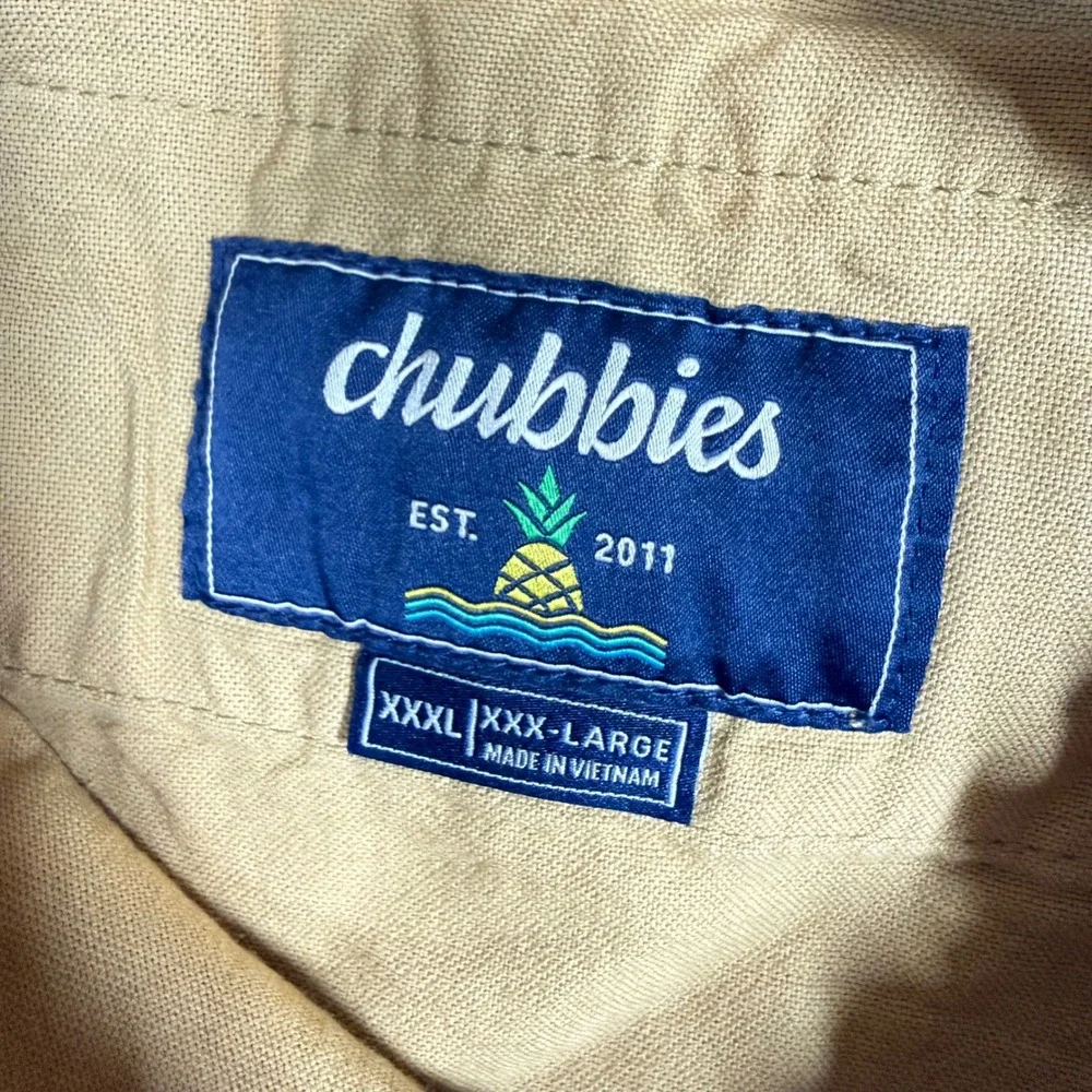 Chubbies Originals 7 Inch Shorts Mens XXXL Khaki Tan Elastic Waist Cotton Blend